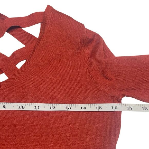 Love Ellie Autumn Orange Strappy Back V-Neck Sweater - XS - Picture 4 of 6